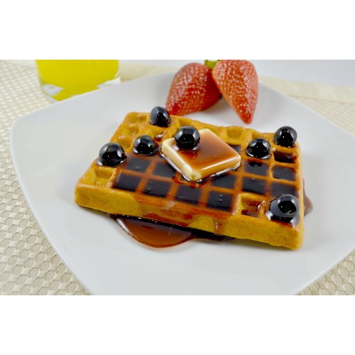 Waffle with Blueberries and Maple Syrup
